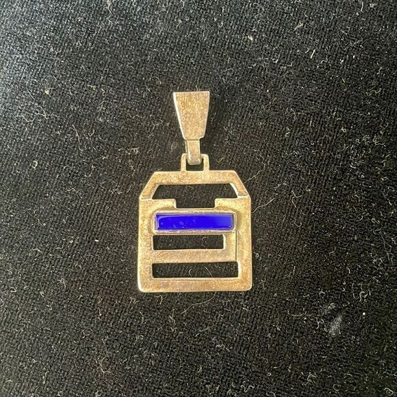 Signed Sterling and Lapis Pendant - Picture 1 of 4